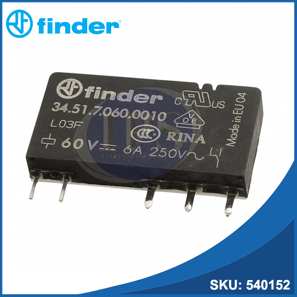 Relé Ultra Fino 60VDC (220VAC) 6A bajo consumo 34.51.7.060.0010