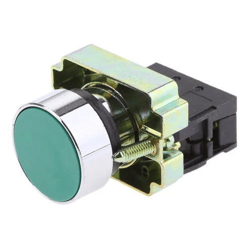 Pulsador Rasante Verde 22mm 1NA