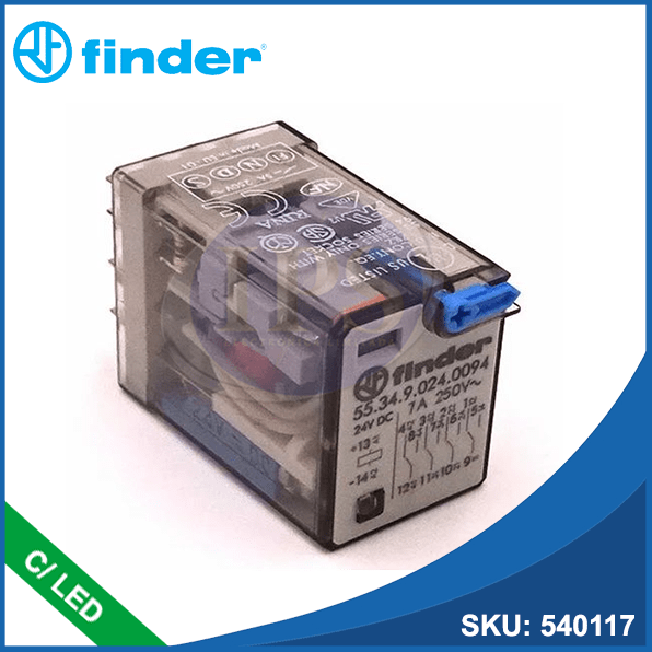 Relé 24VDC 7A 4PDT 14P con Indicador LED 55.34.9.024.0094