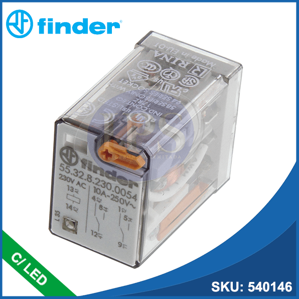 Relé 230VAC 10A DPDT 8P con Indicador LED 55.32.8.230.0054